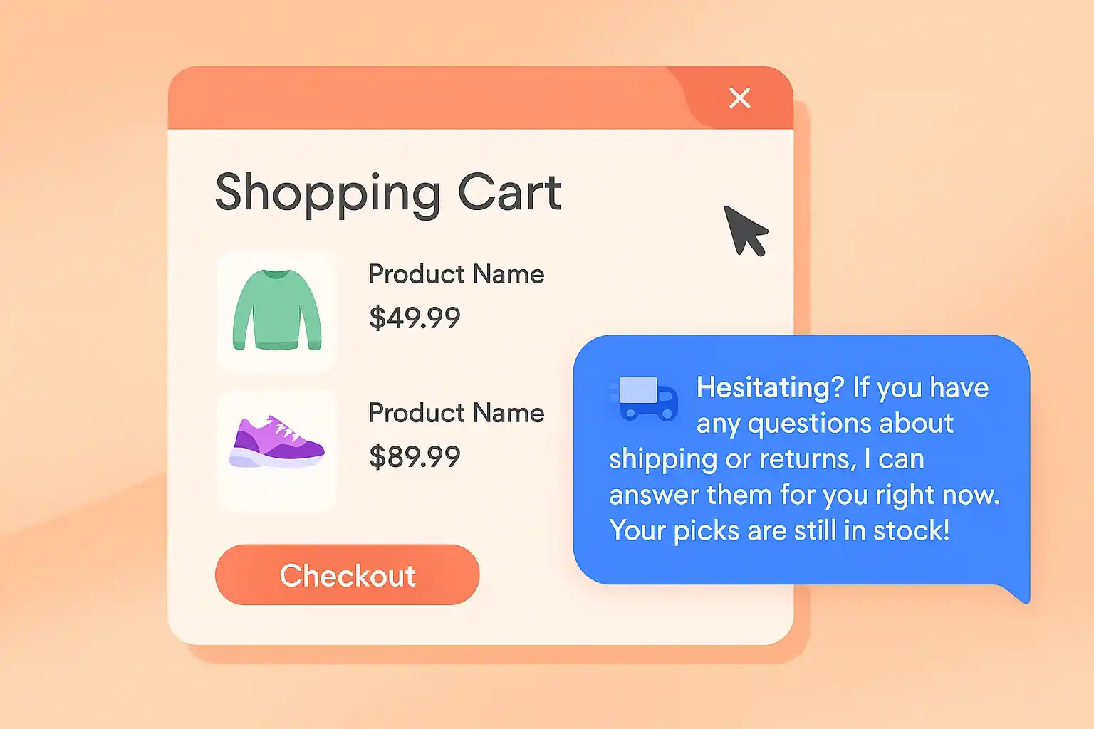cart abandonment rescue chat shipping returns help