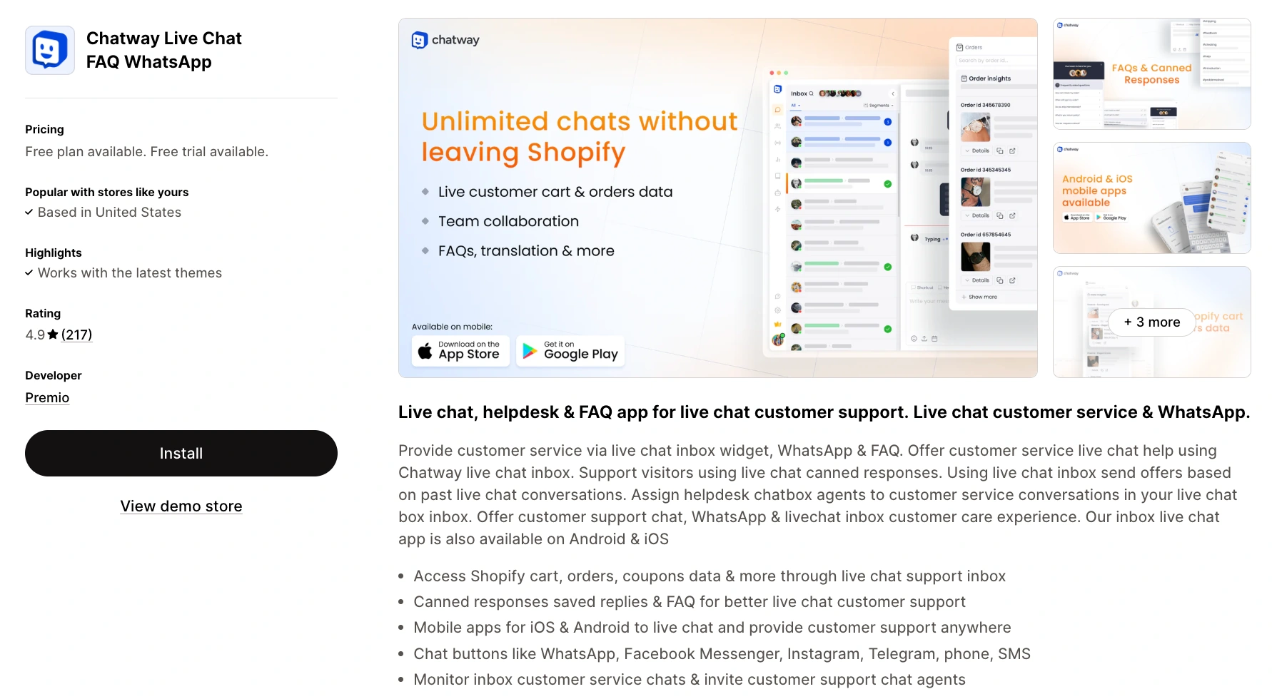 chatway live chat whatsapp and faq widget