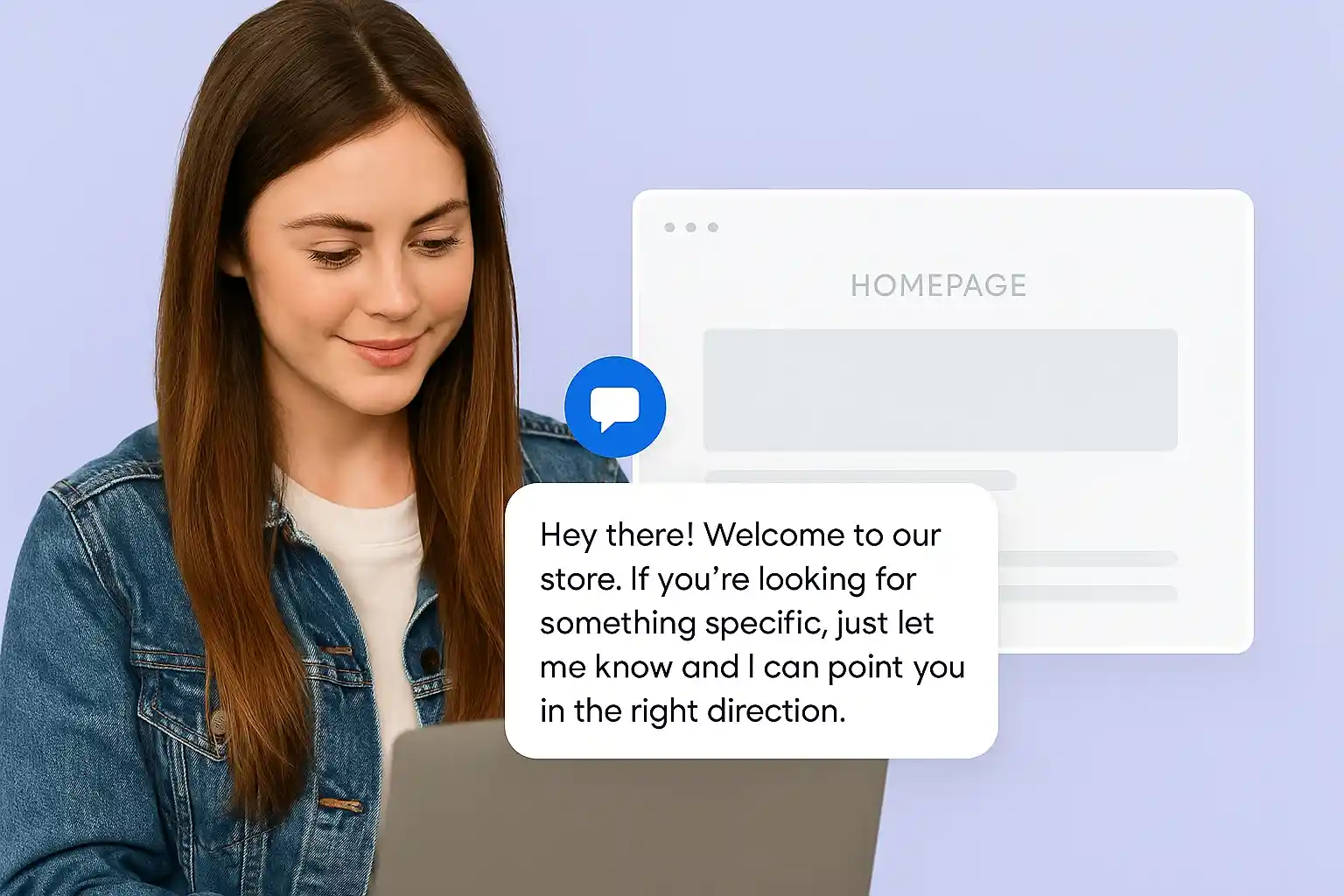 first time visitor welcome chat on homepage