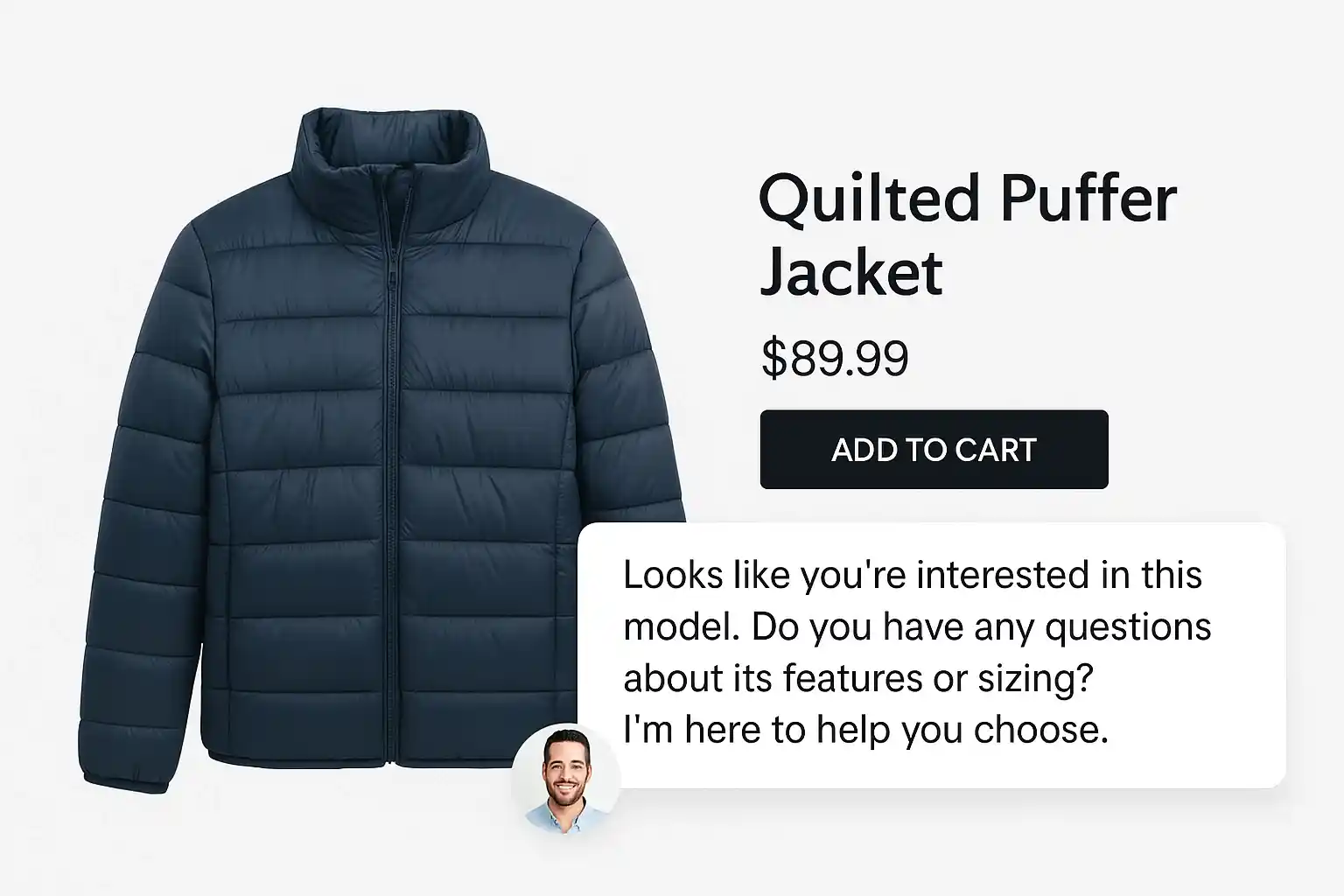 high engagement page helper chat on product page