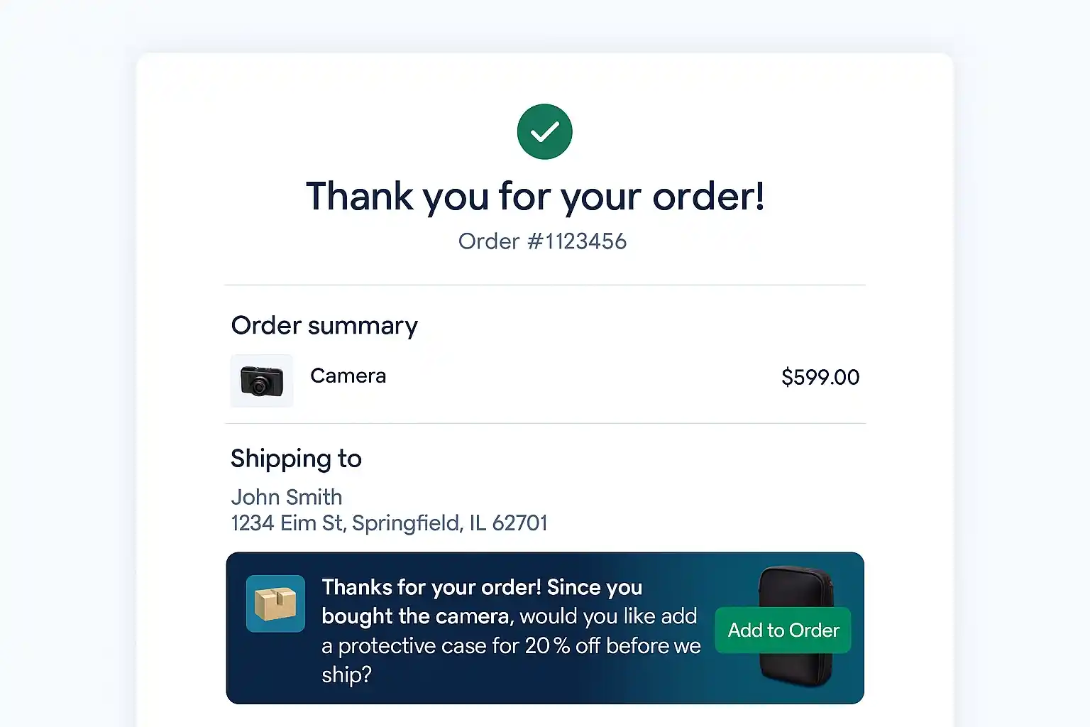 post purchase upsell offer on thank you page