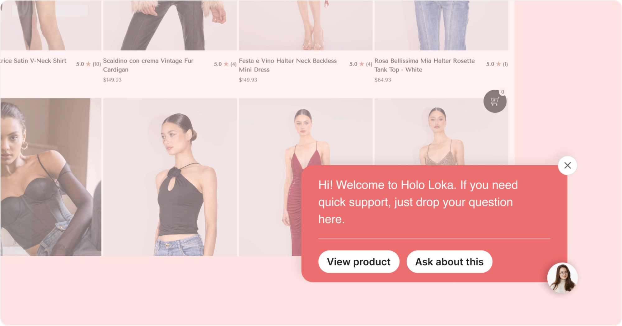 proactive chat widget fashion store example