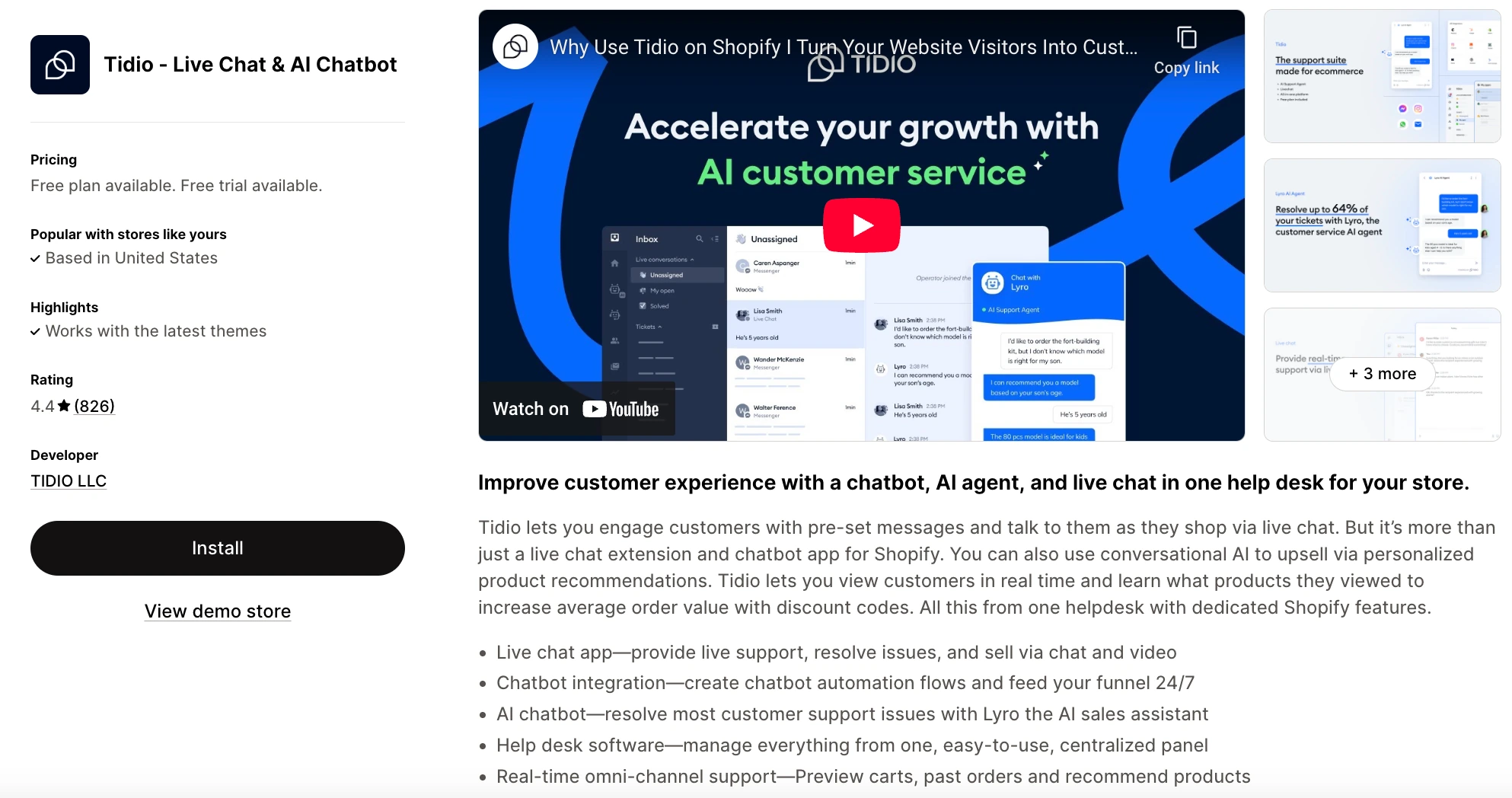tidio live chat ai chatbot shopify app