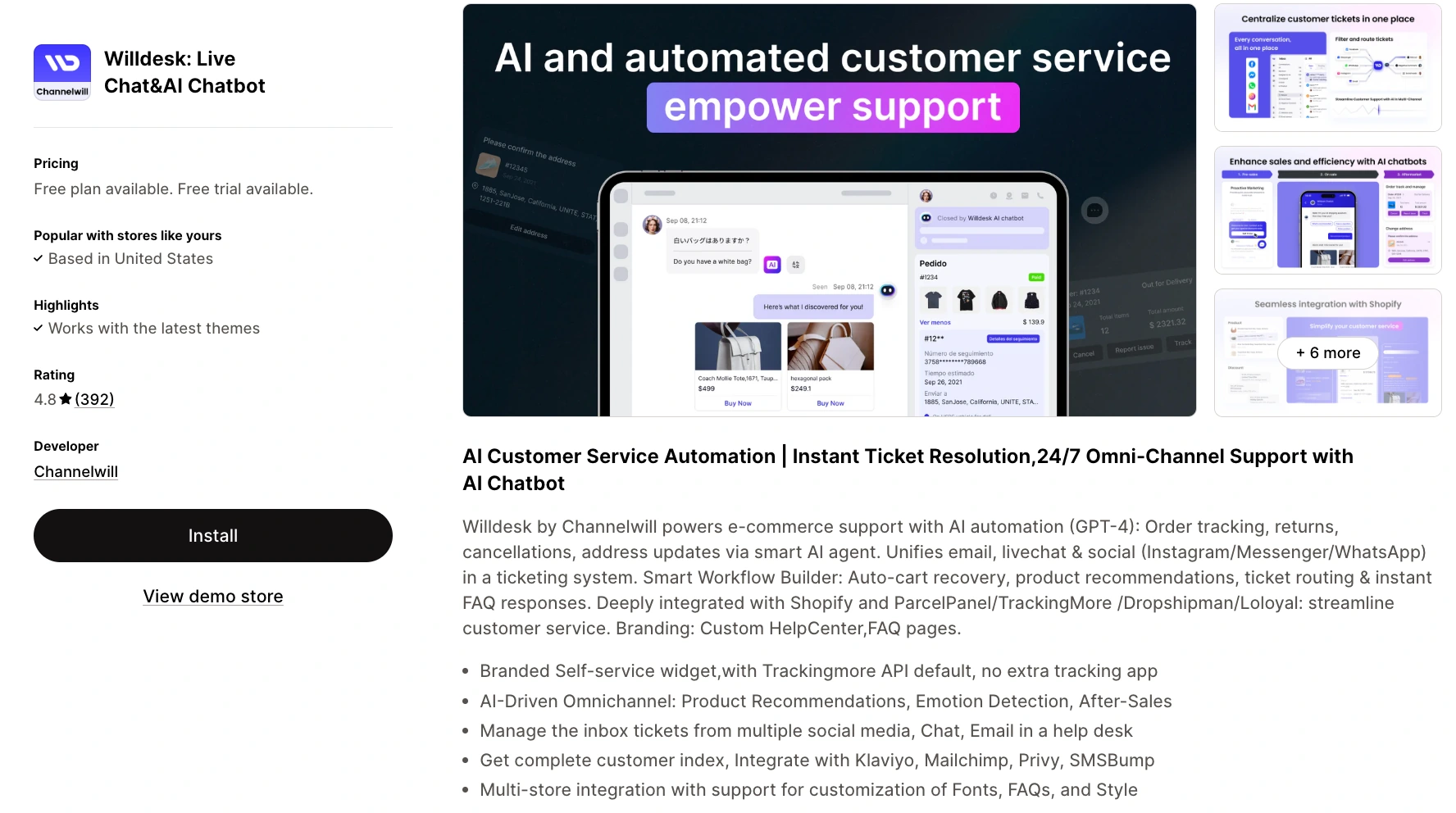 willdesk ai chatbot order tracking and support