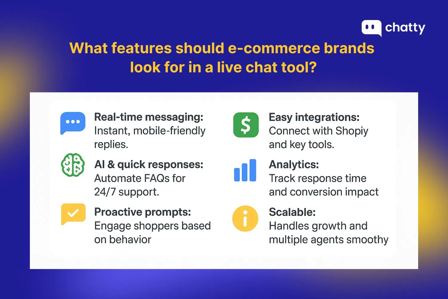 features should e commerce brands look for in a live chat tool